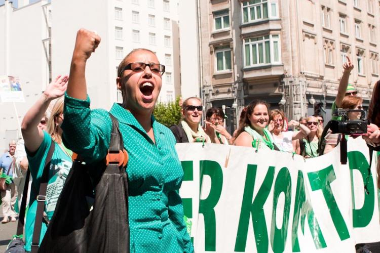 donderdag 27 juni voeren de bediendenvakbonde, waaronder LBC-NVK actie aan het Spanjeplein voor het eenheidsstatuut. De vakbonden zijn de stugge houding van de wergevers meer dan beu. 