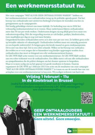 LBC-NVK organiseert actie voor werknemersstatuut onthaalouders op 1 februari